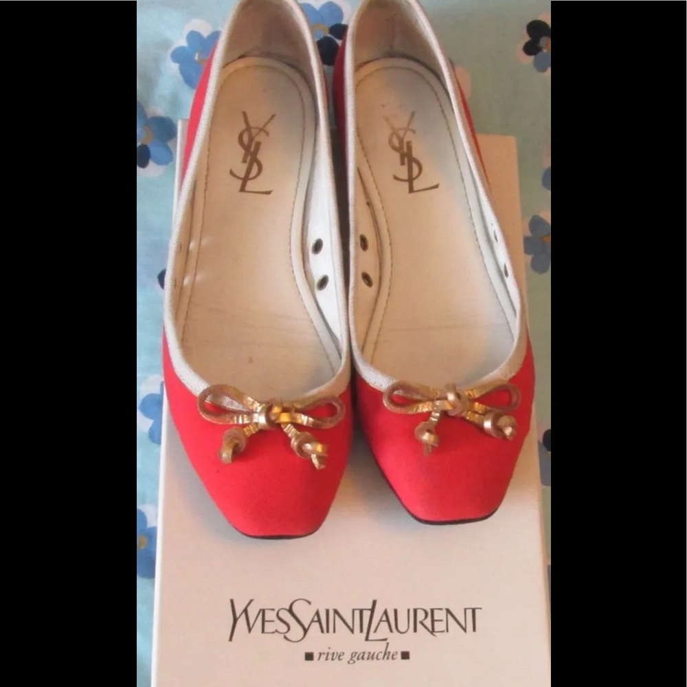 Yves Saint Laurent Holly 05 Ballerina Miami Fragola Red Flat Shoes size 37 1/2